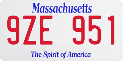 MA license plate 9ZE951