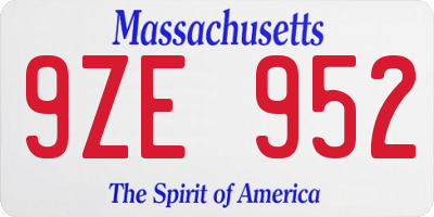 MA license plate 9ZE952