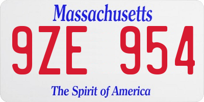 MA license plate 9ZE954