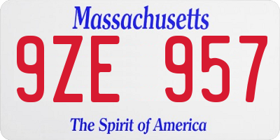 MA license plate 9ZE957