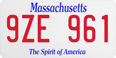 MA license plate 9ZE961