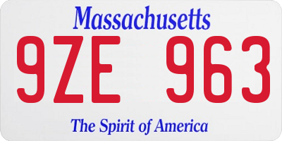 MA license plate 9ZE963