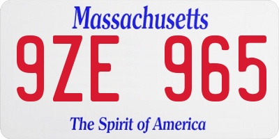 MA license plate 9ZE965