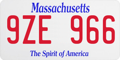 MA license plate 9ZE966