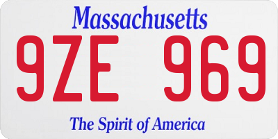 MA license plate 9ZE969