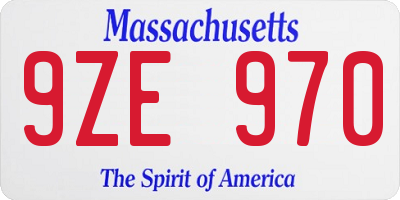 MA license plate 9ZE970