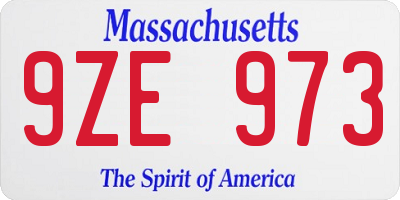 MA license plate 9ZE973