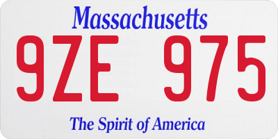 MA license plate 9ZE975