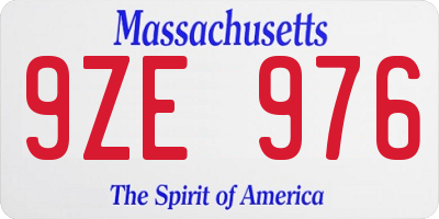 MA license plate 9ZE976