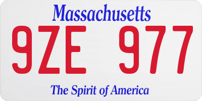 MA license plate 9ZE977