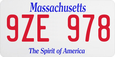 MA license plate 9ZE978