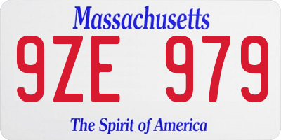 MA license plate 9ZE979