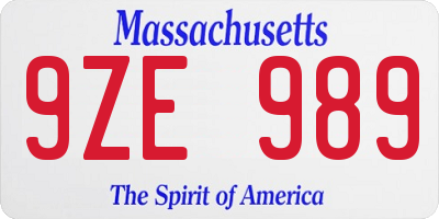 MA license plate 9ZE989