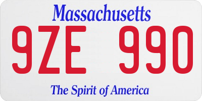 MA license plate 9ZE990
