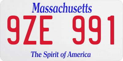 MA license plate 9ZE991