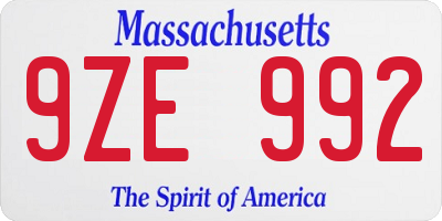 MA license plate 9ZE992