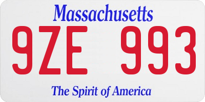 MA license plate 9ZE993