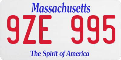 MA license plate 9ZE995