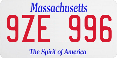 MA license plate 9ZE996