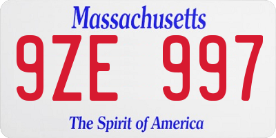 MA license plate 9ZE997