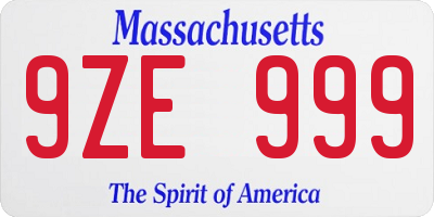 MA license plate 9ZE999