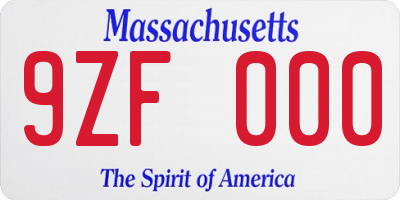 MA license plate 9ZF000