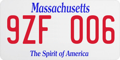 MA license plate 9ZF006