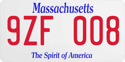 MA license plate 9ZF008