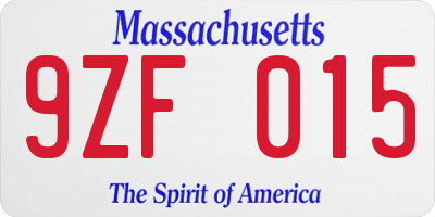 MA license plate 9ZF015