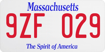 MA license plate 9ZF029