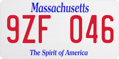 MA license plate 9ZF046