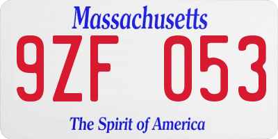 MA license plate 9ZF053