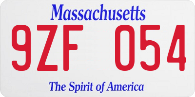 MA license plate 9ZF054