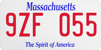 MA license plate 9ZF055