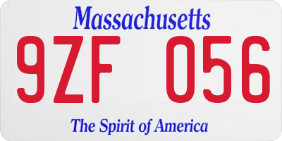 MA license plate 9ZF056