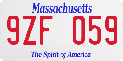 MA license plate 9ZF059