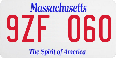 MA license plate 9ZF060