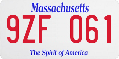 MA license plate 9ZF061