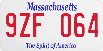 MA license plate 9ZF064