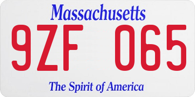 MA license plate 9ZF065