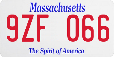 MA license plate 9ZF066