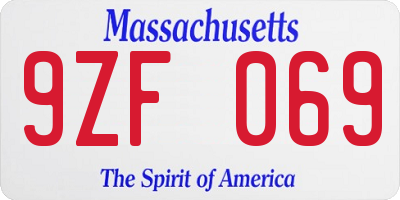 MA license plate 9ZF069