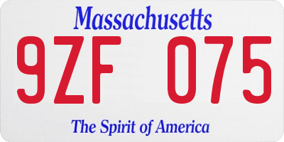 MA license plate 9ZF075