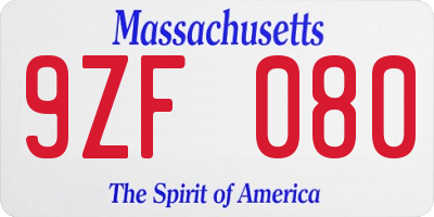 MA license plate 9ZF080