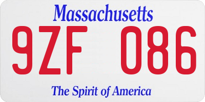 MA license plate 9ZF086