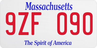 MA license plate 9ZF090