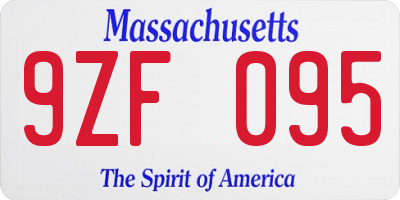 MA license plate 9ZF095