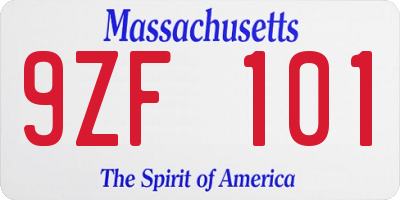 MA license plate 9ZF101