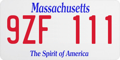 MA license plate 9ZF111