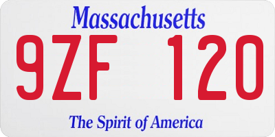 MA license plate 9ZF120